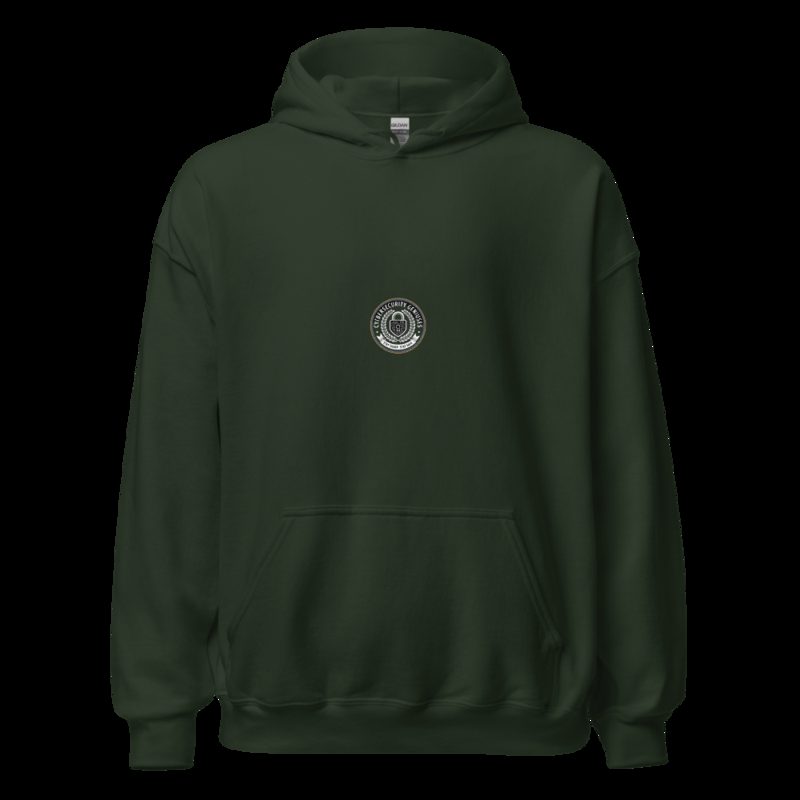 Cybersecurity Geniuses Shield Crest Hoodie Forest Green