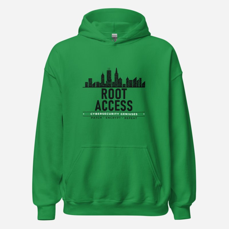 Cybersecurity Geniuses Root Access Badge Hoodie Irish Green