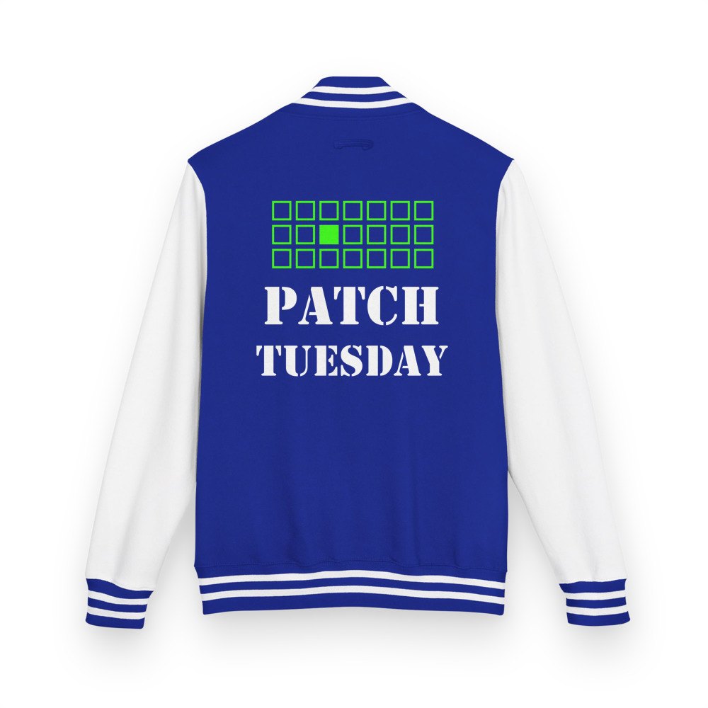 Cybersecurity Geniuses Patch Tuesday Varsity Jacket Royal Blue/Arctic White
