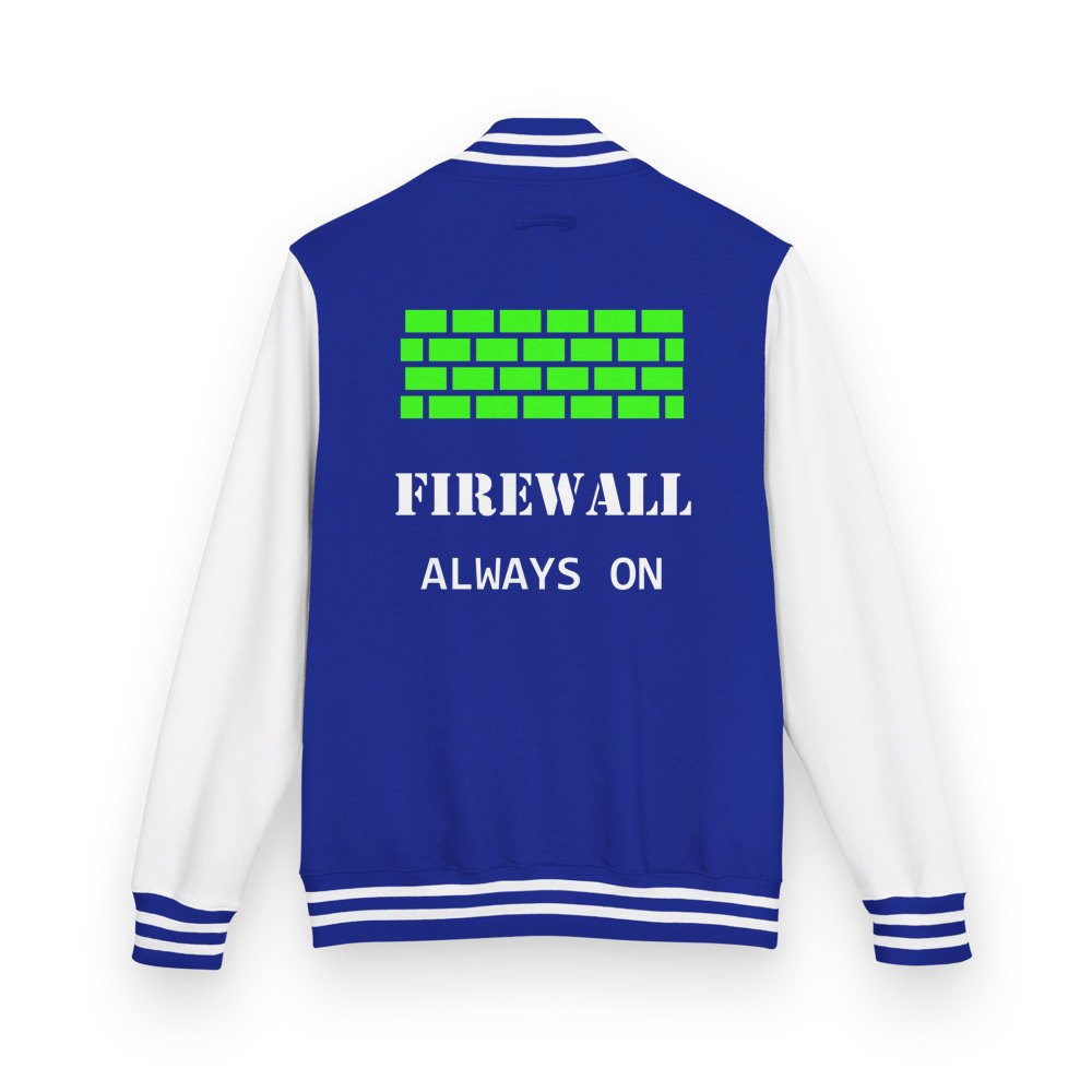 Cybersecurity Geniuses Firewall Always On Varsity Jacket Royal Blue/Arctic White