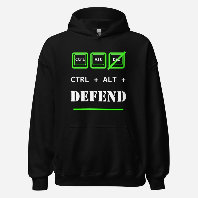 Cybersecurity Geniuses Ctrl Alt Defend Hoodie Black