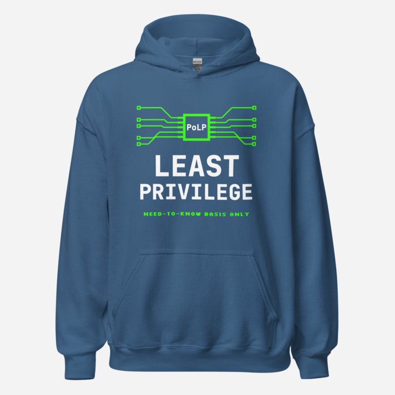 Cybersecurity Geniuses Least Privilege Hoodie Indigo Blue