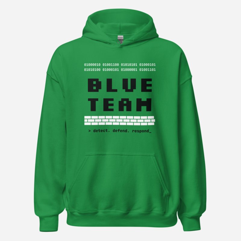 Cybersecurity Geniuses Blue Team Hoodie Irish Green