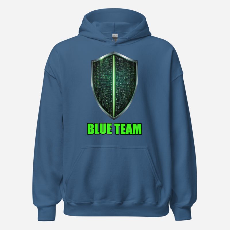 Cybersecurity Geniuses Blue Team Shield Hoodie in Indigo Blue