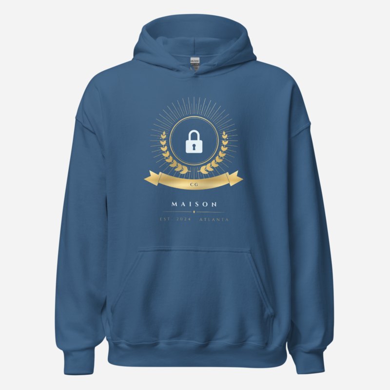 Cybersecurity Geniuses Maison Heraldic Emblem Hoodie Indigo Blue